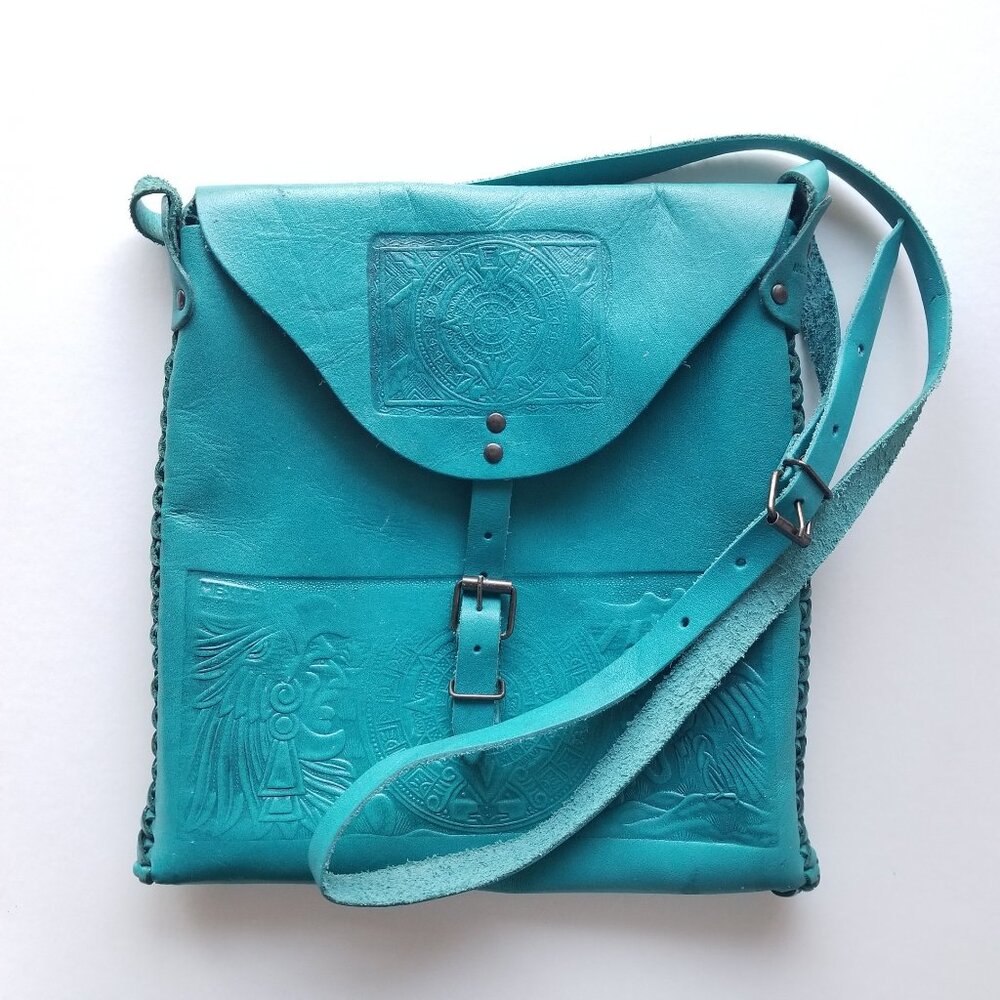 NEW Authentic Mexican Leather Purse (Turquoise)